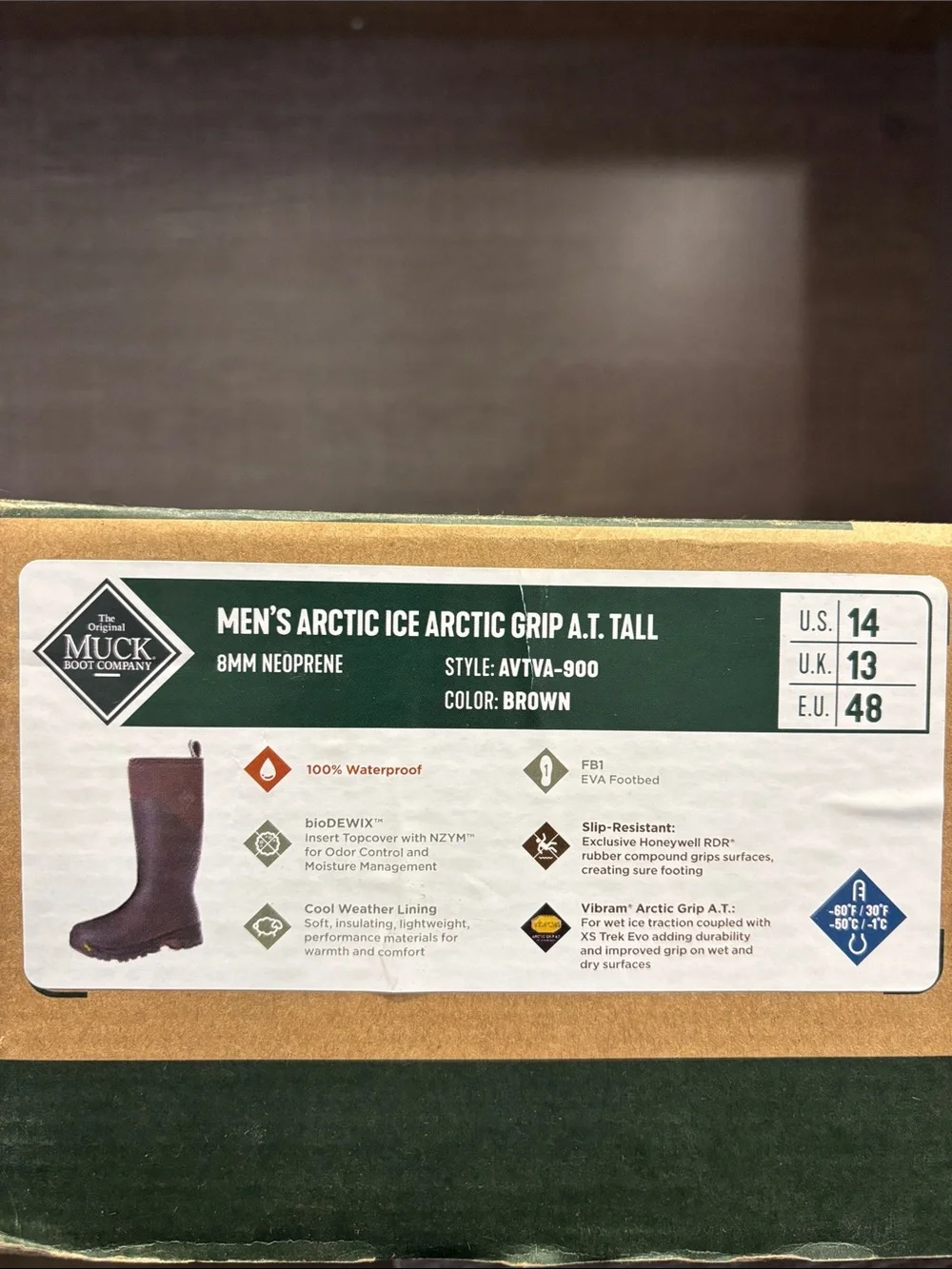 Men's Muck Arctic Ice Arctic Grip AT Tall Boots (Brown) - Size 14